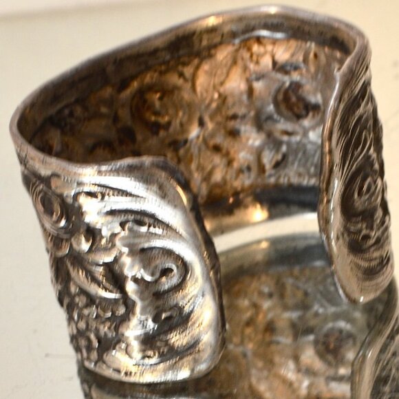 Rare Antique Tiffany Stamped Sterling Silver Cuff Bracelet Wide - Picture 7 of 12